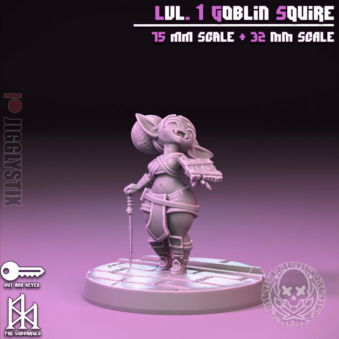 Lvl 1 Goblin Squire (75mm) | Pin-Up Statue Fan Art Miniature Unpainted | Jigglystix
