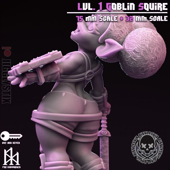 Lvl 1 Goblin Squire | Pin-Up Statue Fan Art Miniature Unpainted | Jigglystix