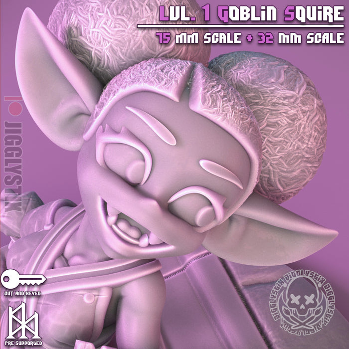 Lvl 1 Goblin Squire (75mm) | Pin-Up Statue Fan Art Miniature Unpainted | Jigglystix