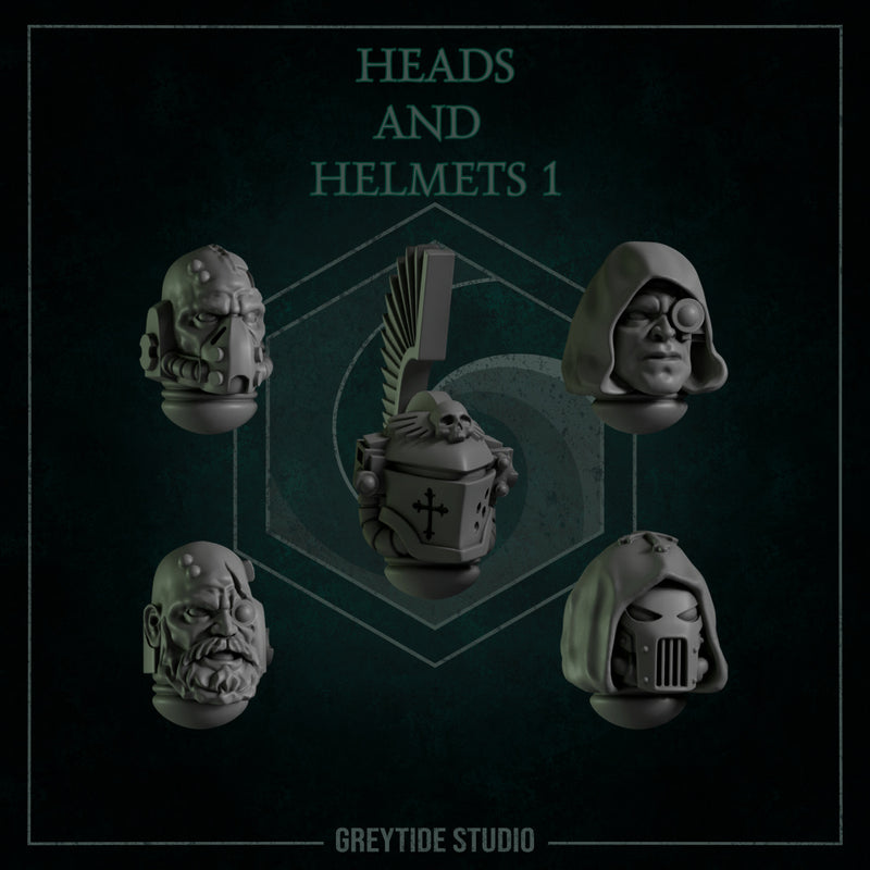 Heads & Helmets Pack 1 | Eternal Pilgrims | Conversion Bits For 28mm 32mm Sci-fi Marines