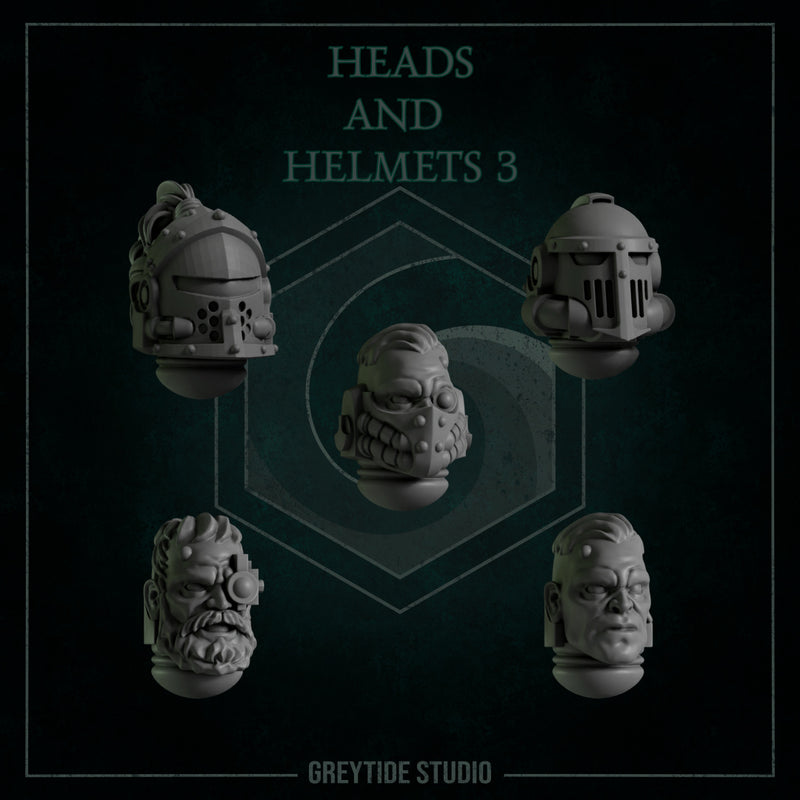Heads & Helmets Pack 3 | Eternal Pilgrims | Conversion Bits For 28mm 32mm Sci-fi Marines