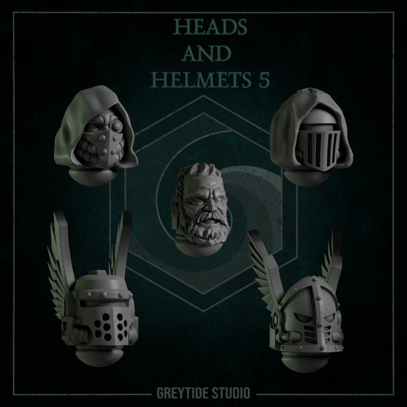 Heads & Helmets Pack 5 | Eternal Pilgrims | Conversion Bits For 28mm 32mm Sci-fi Marines