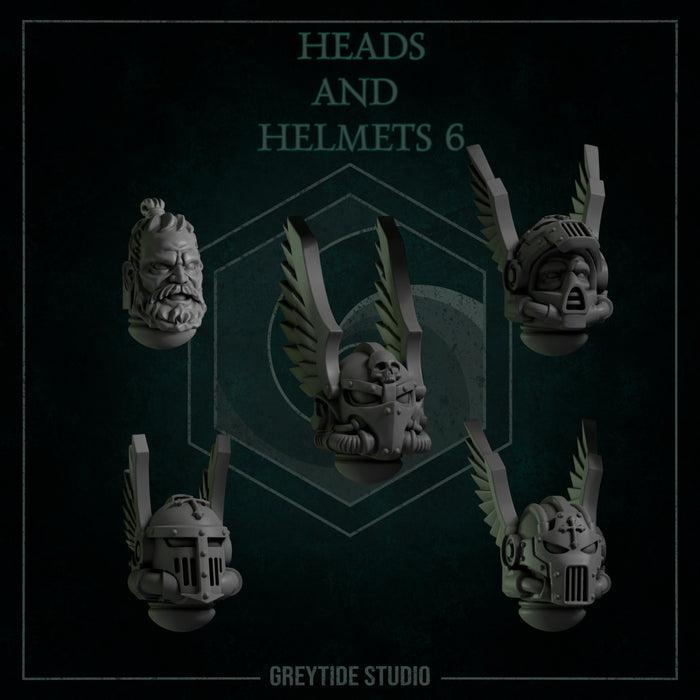 Heads & Helmets Pack 6 | Eternal Pilgrims | Grey Tide Studio | Sci-Fi Grimdark Custom Bitz Wargaming Miniatures 28mm 32mm