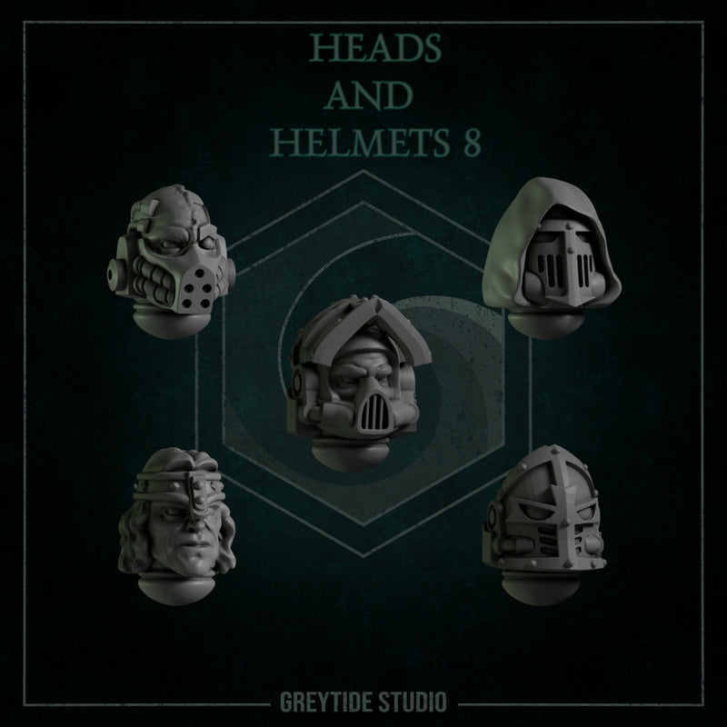 Heads & Helmets Pack 8 | Eternal Pilgrims | Conversion Bits For 28mm 32mm Sci-fi Marines