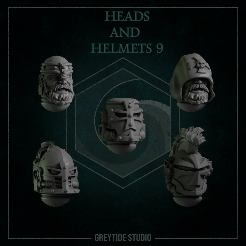 Heads & Helmets Pack 9 | Eternal Pilgrims | Conversion Bits For 28mm 32mm Sci-fi Marines