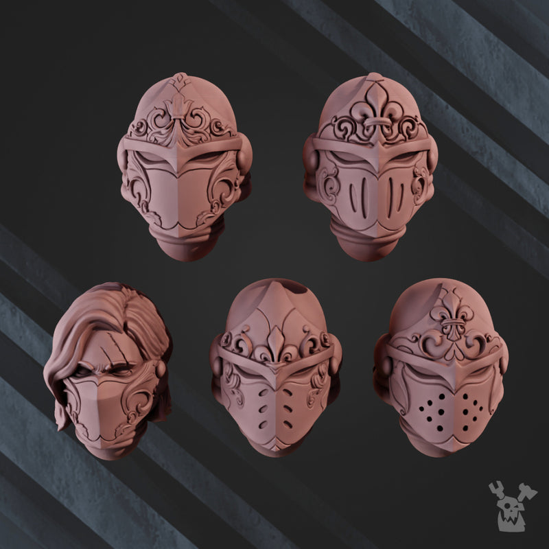 5x Valiant Heart Helmets | DakkaDakka | Sci-Fi Grimdark Custom Bitz Wargaming Miniatures 28mm 32mm