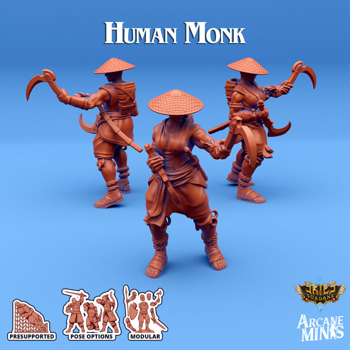Human Monk C | Skies of Sordane | Fantasy Miniature | Arcane Minis