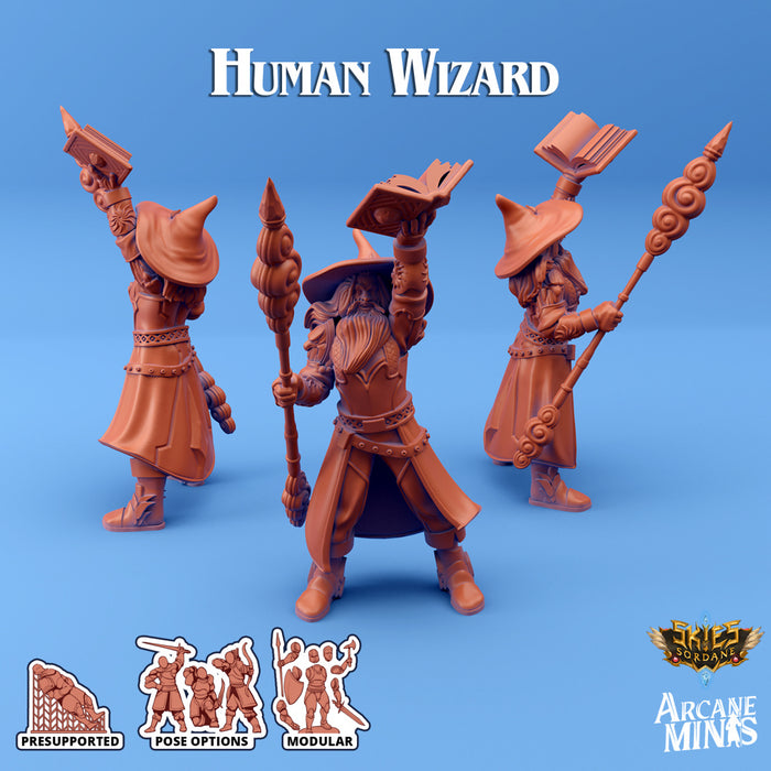 Human Wizard A | Skies of Sordane | Fantasy Miniature | Arcane Minis