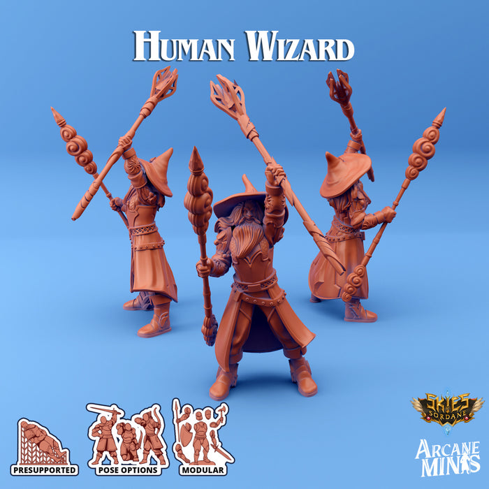 Human Wizard B | Skies of Sordane | Fantasy Miniature | Arcane Minis