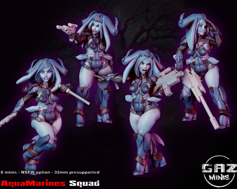 Aquamarines Squad Miniatures | Fantasy Pin-Up | Fantasy Miniature | Gaz Minis