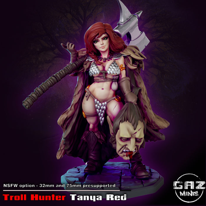 Troll Hunter Tanya Red (75mm) | Pin-up | Fantasy Miniature | Gaz Minis