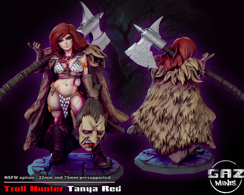 Troll Hunter Tanya Red | Fantasy Pin-Up | Fantasy Miniature | Gaz Minis