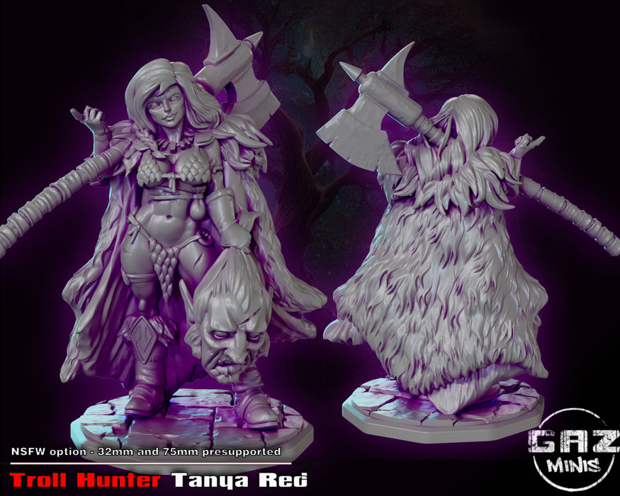 Troll Hunter Tanya Red (75mm) | Pin-up | Fantasy Miniature | Gaz Minis
