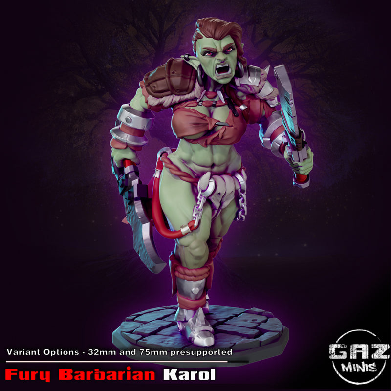 Karol Fury Barbarian | Fantasy Pin-Up | Fantasy Miniature | Gaz Minis