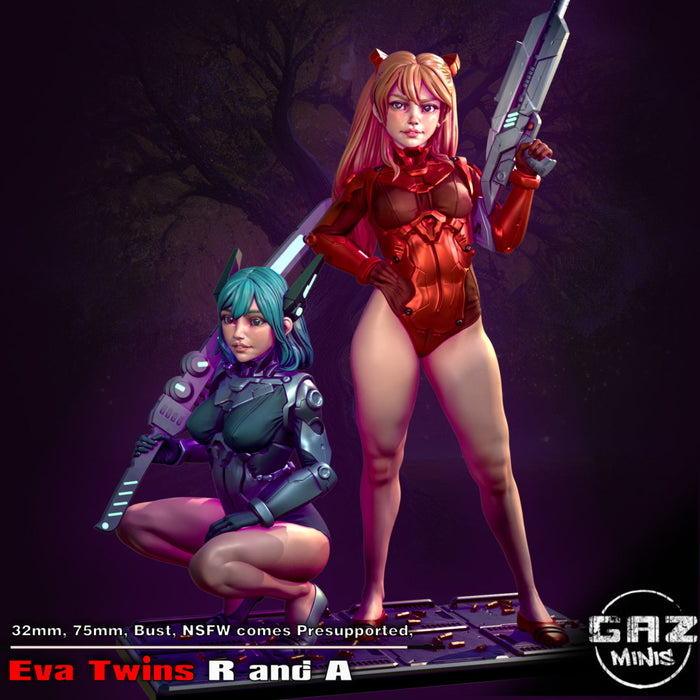 Cyberpunk Eva Twins (75mm) | Pin-up | Fantasy Miniature | Gaz Minis