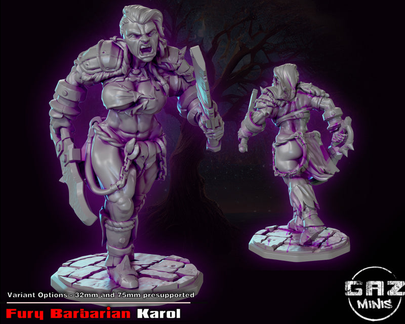 Karol Fury Barbarian | Fantasy Pin-Up | Fantasy Miniature | Gaz Minis