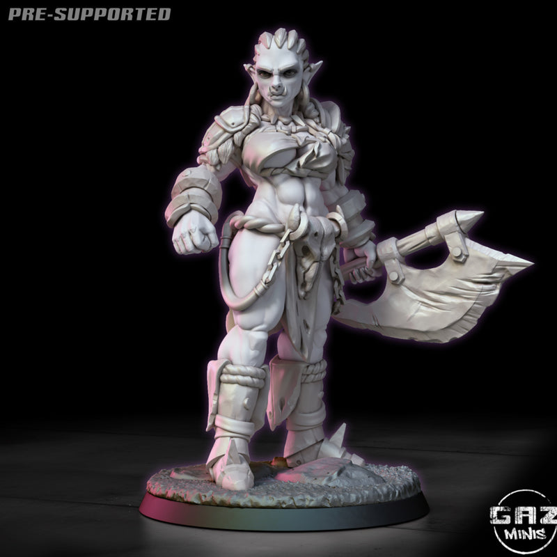 Orc Barbarian Female | Monster Girls | Fantasy Miniature | Gaz Minis