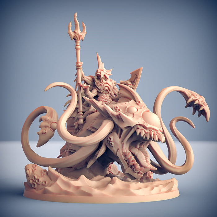King Osteras on Kurkalla the Tide-Tyrant | Death-Tide Jurakins | Fantasy D&D Miniature | Artisan Guild