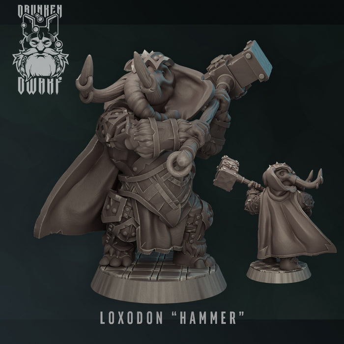Loxodon Warrior B | Harengon & Loxodons | Fantasy Miniature | Drunken Dwarf