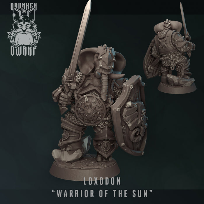 Loxodon Warrior A | Harengon & Loxodons | Fantasy Miniature | Drunken Dwarf