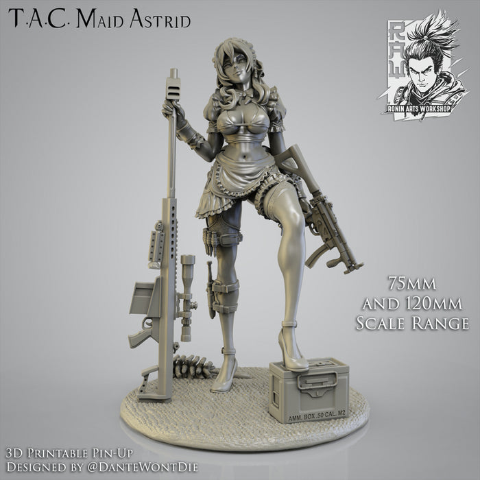 T.A.C. Maid Astrid | Pin-Up Statue Fan Art Miniature Unpainted | Ronin Arts Workshop