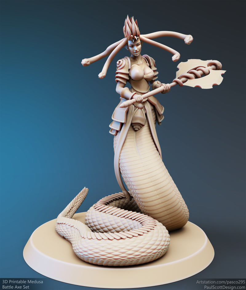 Medusa Elite Battle Axe Miniatures | Nagas | PS Miniatures