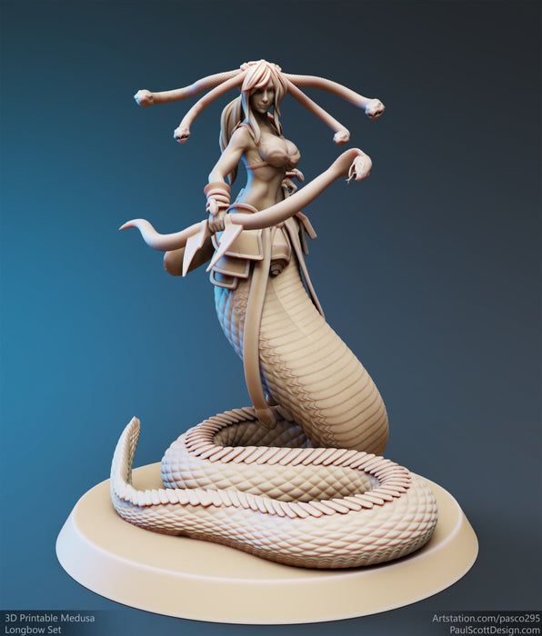 Medusa Elite Longbow (Pose 2) | Nagas | Fantasy Miniature | PS Miniatures