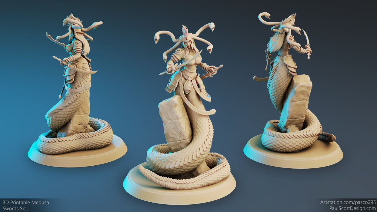 Medusa Elite Sword (Pose 1) | Nagas | Fantasy Miniature | PS Miniatures