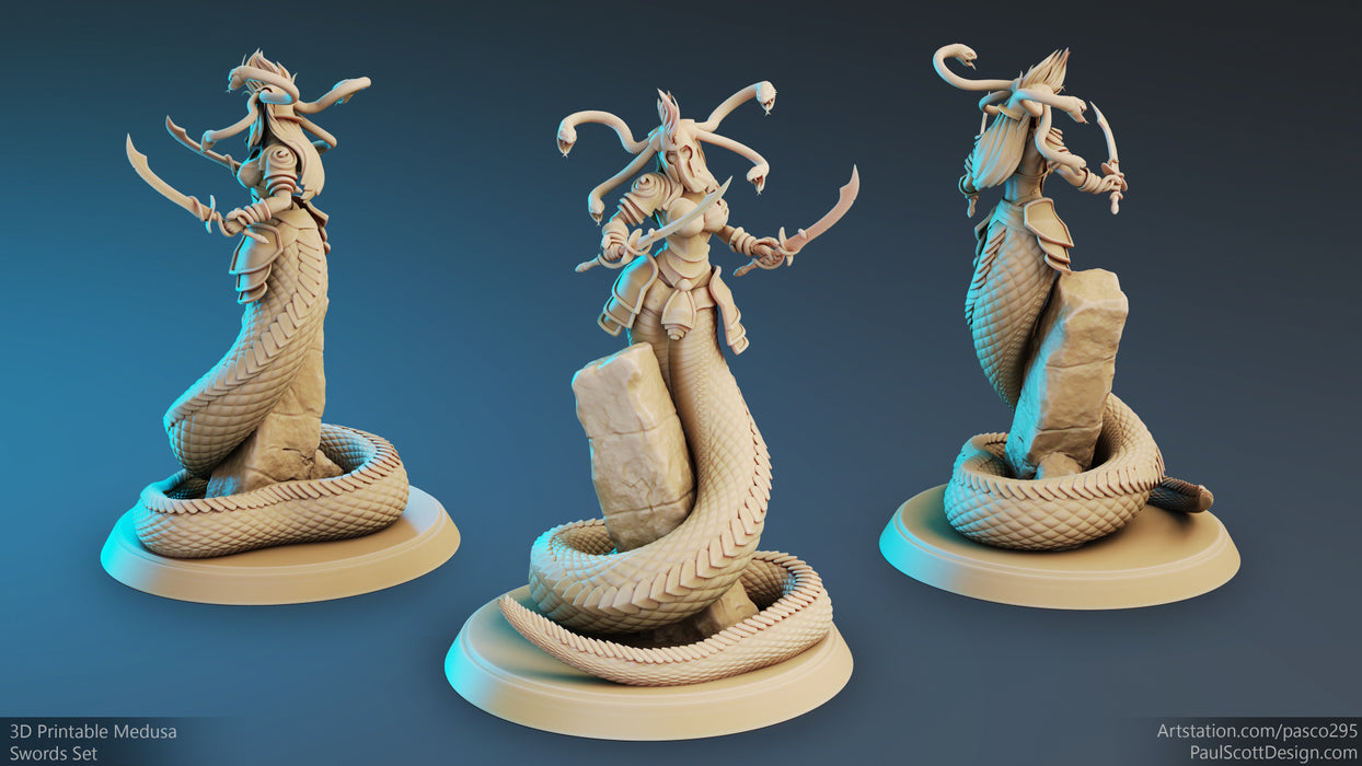 Medusa Elite Sword (Pose 2) | Nagas | Fantasy Miniature | PS Miniatures