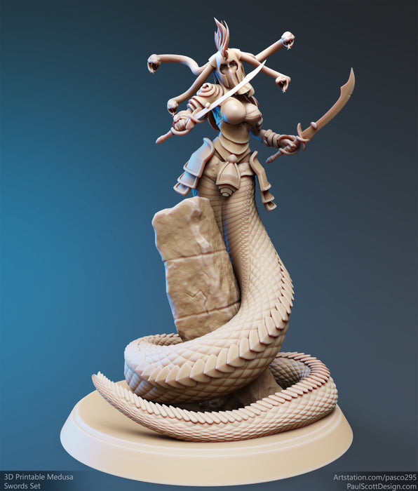 Medusa Elite Sword (Pose 2) | Nagas | Fantasy Miniature | PS Miniatures