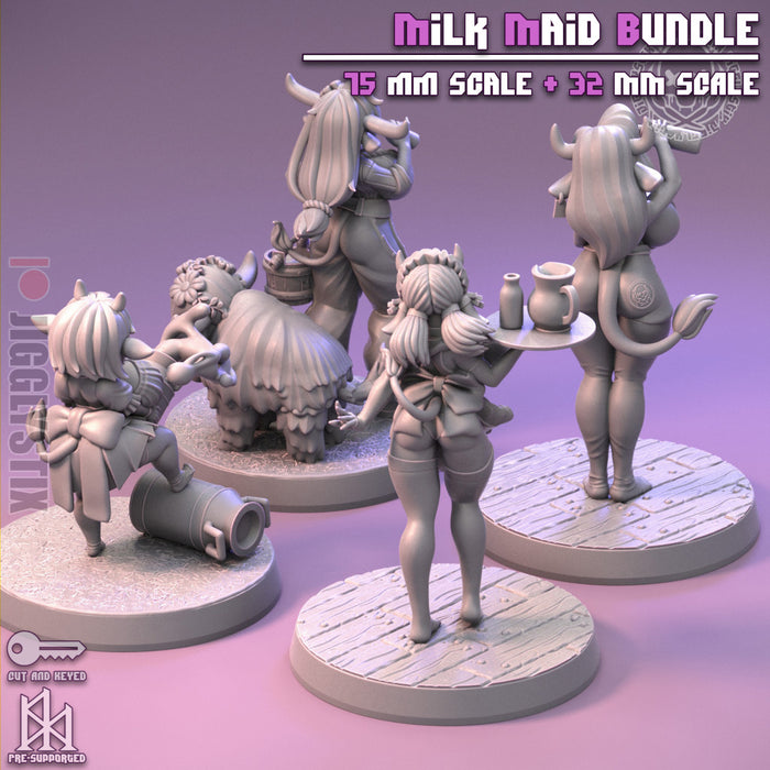 Milk Maid Bundle | Pin-Up Statue Fan Art Miniature Unpainted | Jigglystix