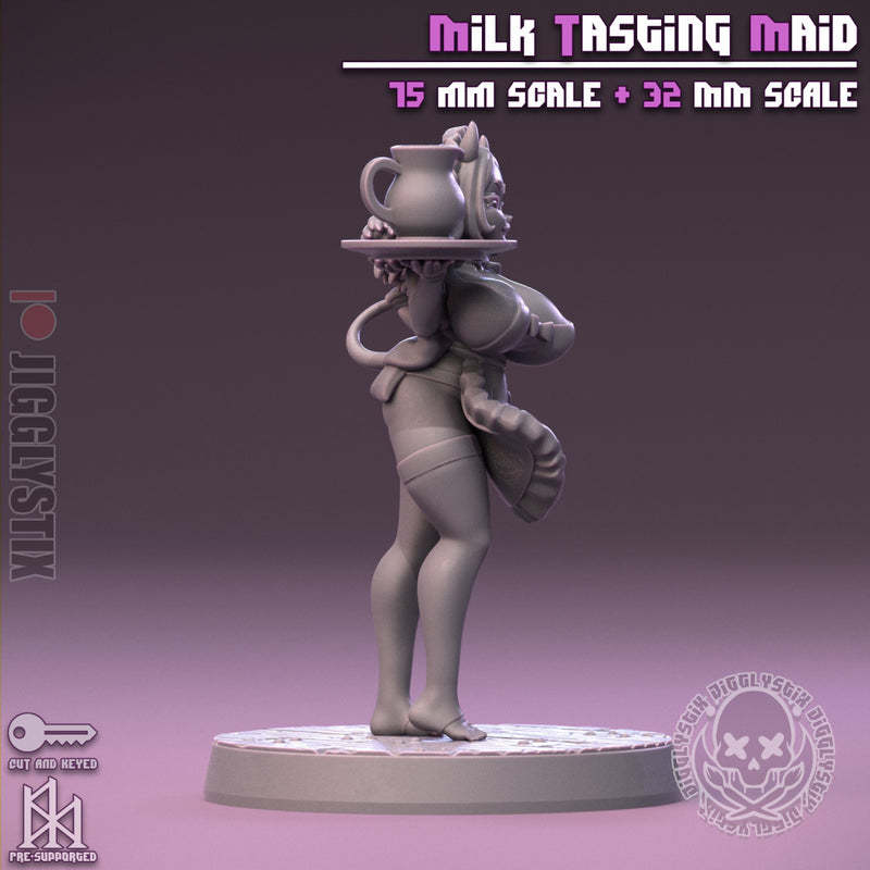 Milk Tasting Maid | Pin-Up Statue Fan Art Miniature Unpainted | Jigglystix