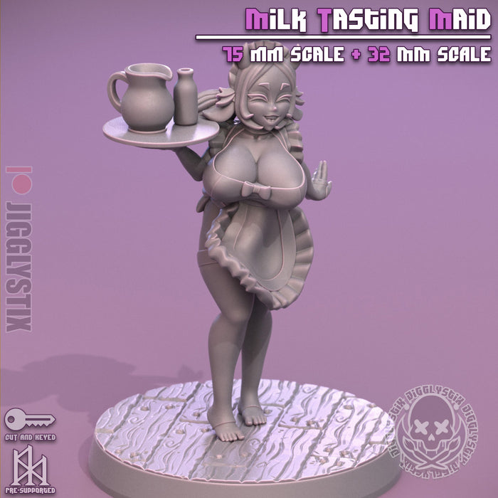 Milk Tasting Maid | Pin-Up Statue Fan Art Miniature Unpainted | Jigglystix