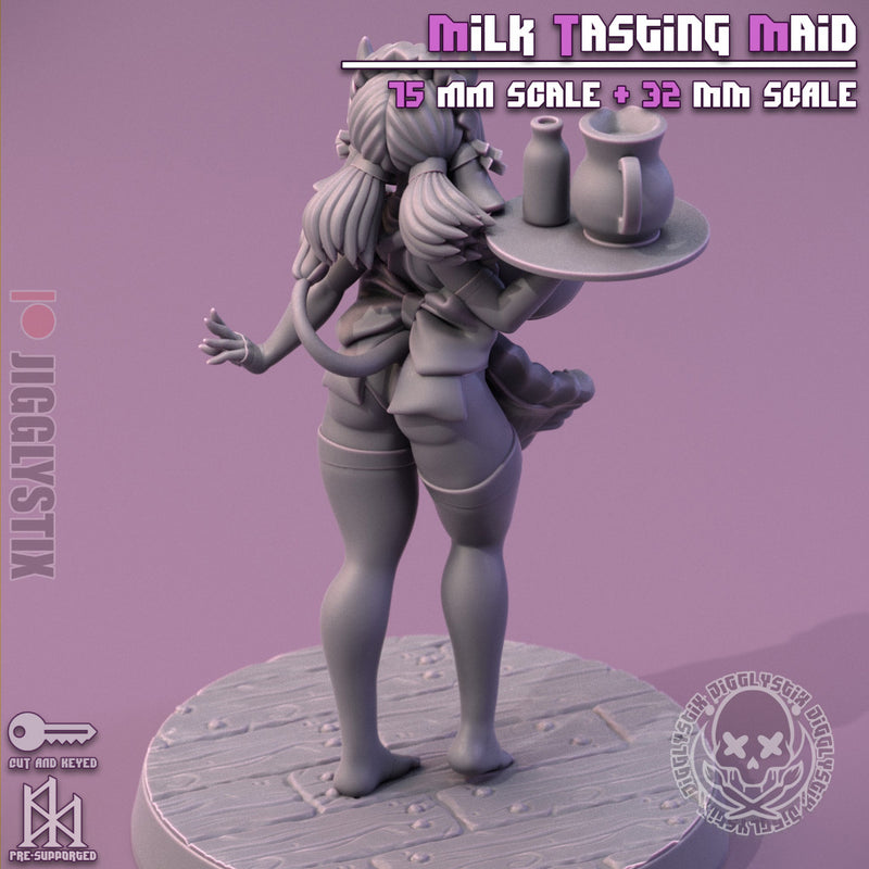 Milk Tasting Maid | Pin-Up Statue Fan Art Miniature Unpainted | Jigglystix