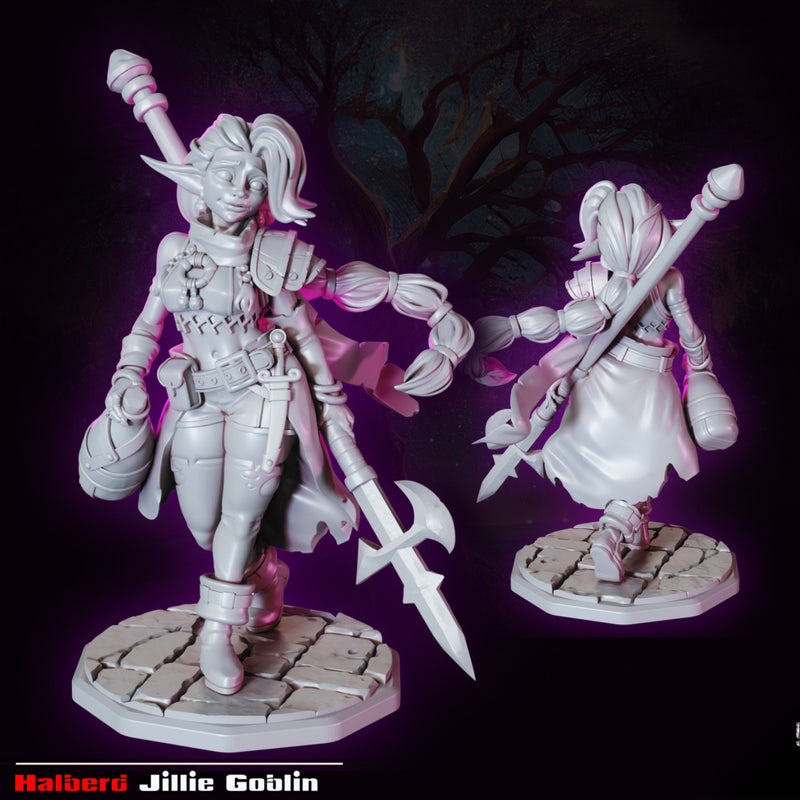 Halberd Wielder Jillie Goblin | Fantasy Pin-Up | Fantasy Miniature | Gaz Minis