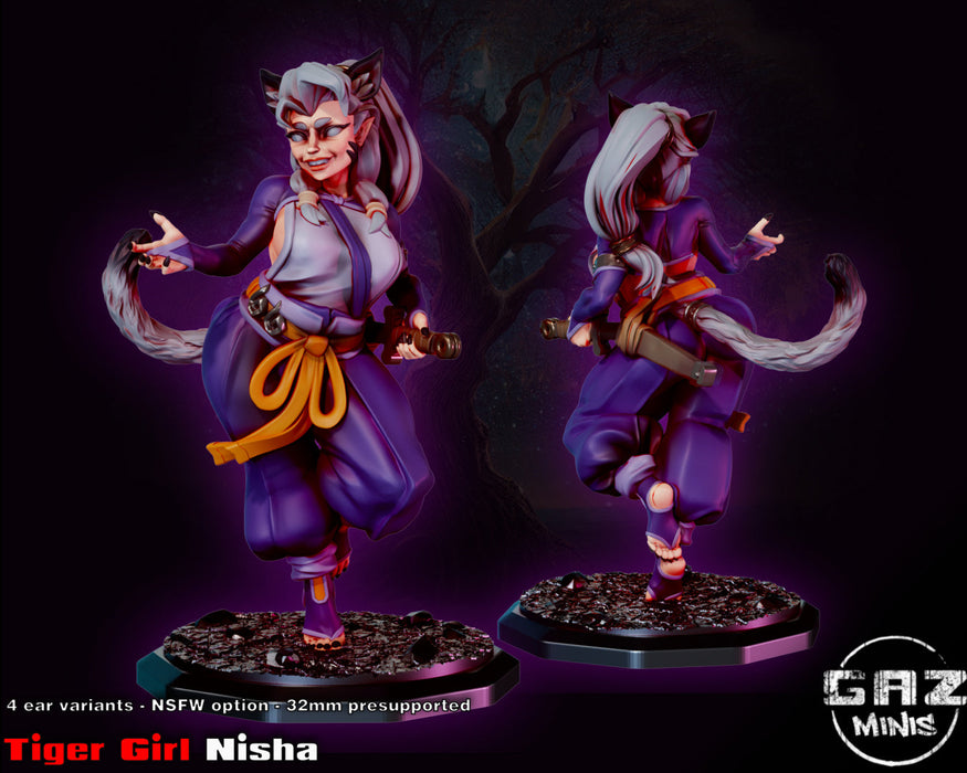 Nisha Tiger Girl (75mm) | Pin-up | Fantasy Miniature | Gaz Minis