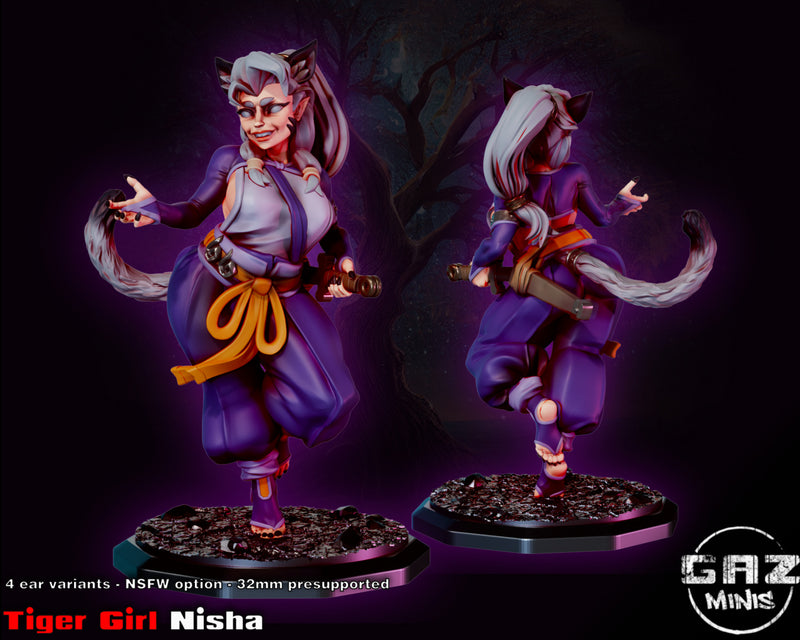 Nisha Tiger Girl | Fantasy Pin-Up | Fantasy Miniature | Gaz Minis