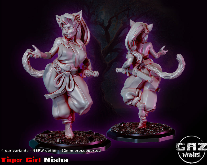 Nisha Tiger Girl (75mm) | Pin-up | Fantasy Miniature | Gaz Minis