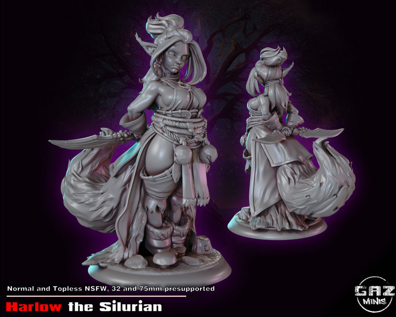 Harlow the Silurian | Fantasy Pin-Up | Fantasy Miniature | Gaz Minis