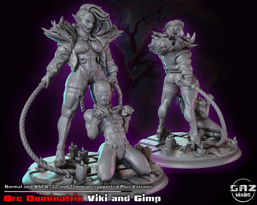 Orc Dom Viki and Guy (75mm) | Pin-up | Fantasy Miniature | Gaz Minis