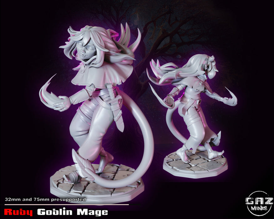 Ruby Goblin Mage (75mm) | Pin-up | Fantasy Miniature | Gaz Minis