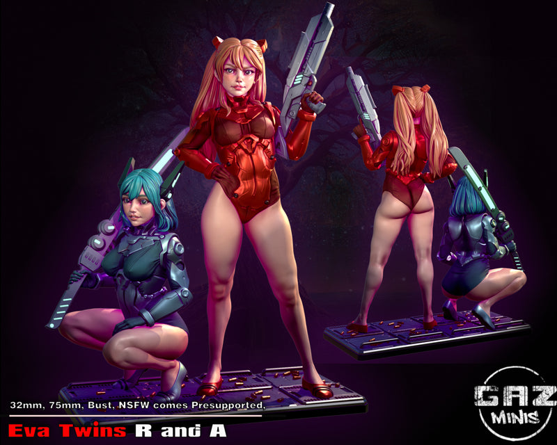 Cyberpunk Eva Twins | Fantasy Pin-Up | Fantasy Miniature | Gaz Minis