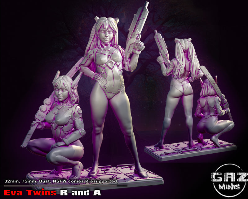 Cyberpunk Eva Twins | Fantasy Pin-Up | Fantasy Miniature | Gaz Minis