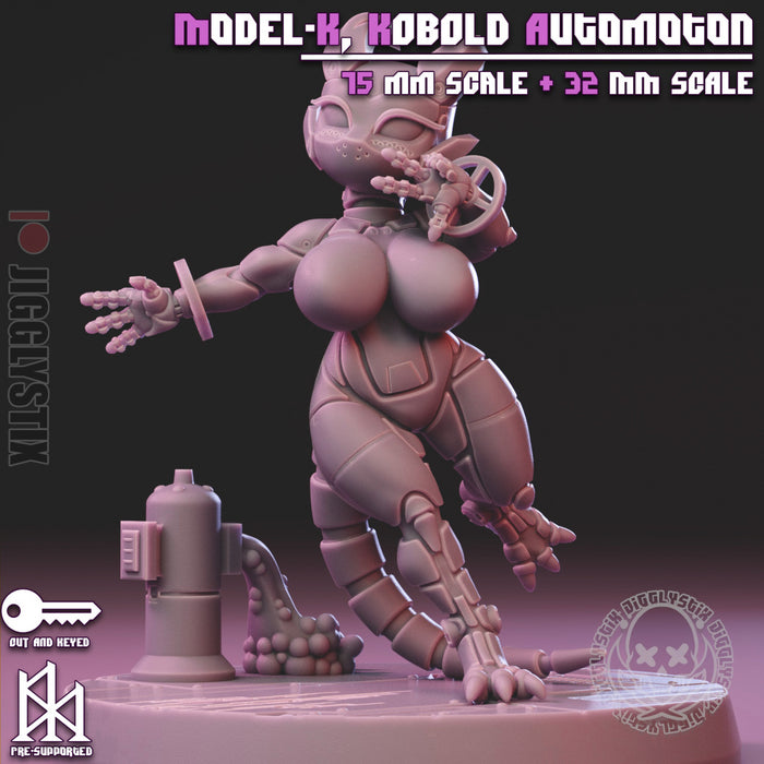 Model-K the Kobold Automoton B | Pin-Up Statue Fan Art Miniature Unpainted | Jigglystix