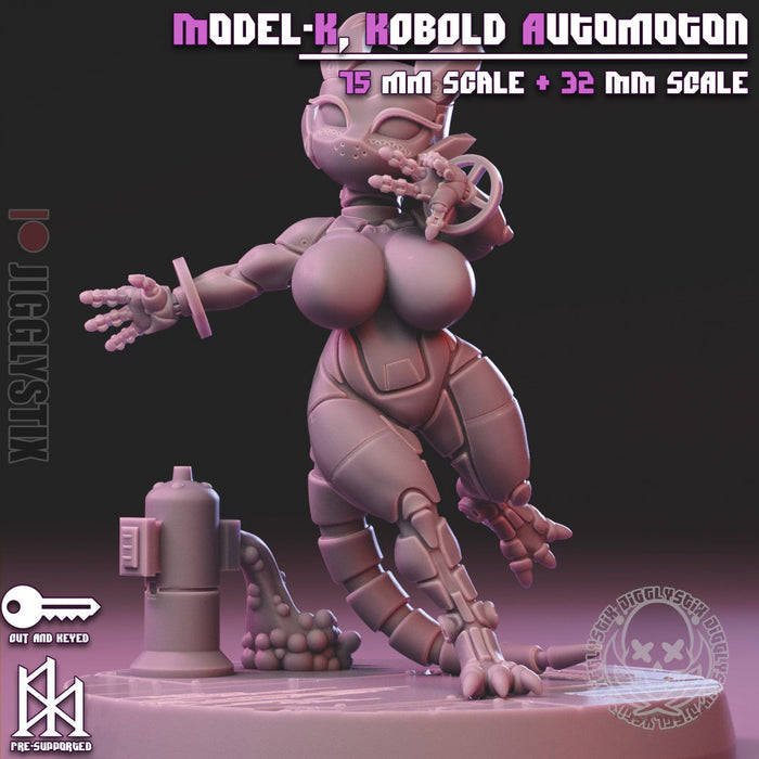 Model-K the Kobold Automoton B (75mm) | Pin-Up Statue Fan Art Miniature Unpainted | Jigglystix