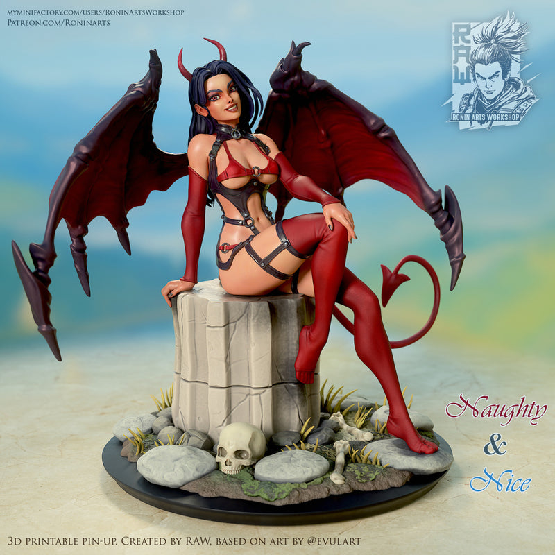 Naughty | Pin-Up Statue Fan Art Miniature Unpainted | Ronin Arts Workshop