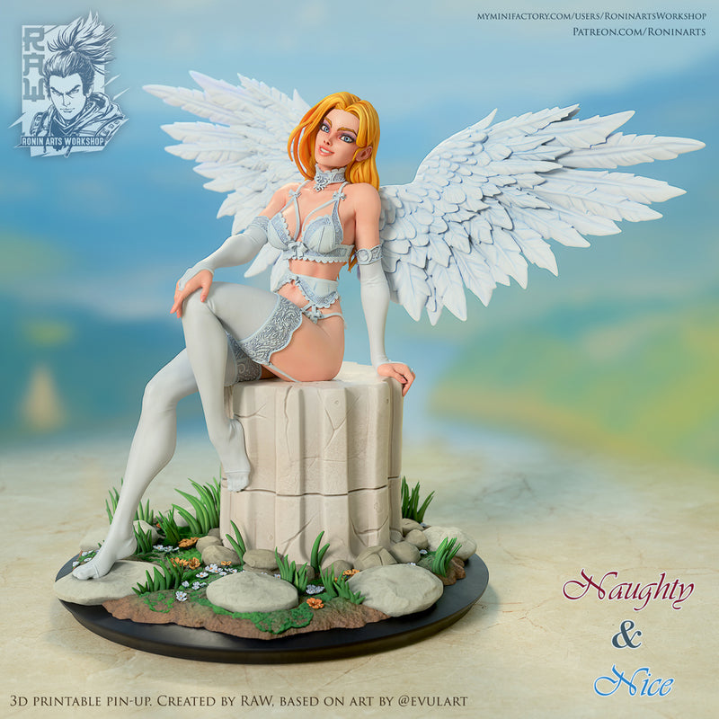 Naughty & Nice | Pin-Up Statue Fan Art Miniature Unpainted | Ronin Arts Workshop