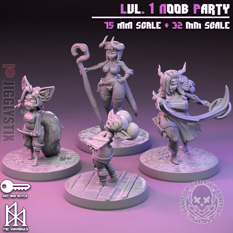 Lvl 1 Noob Party | Pin-Up Statue Fan Art Miniature Unpainted | Jigglystix