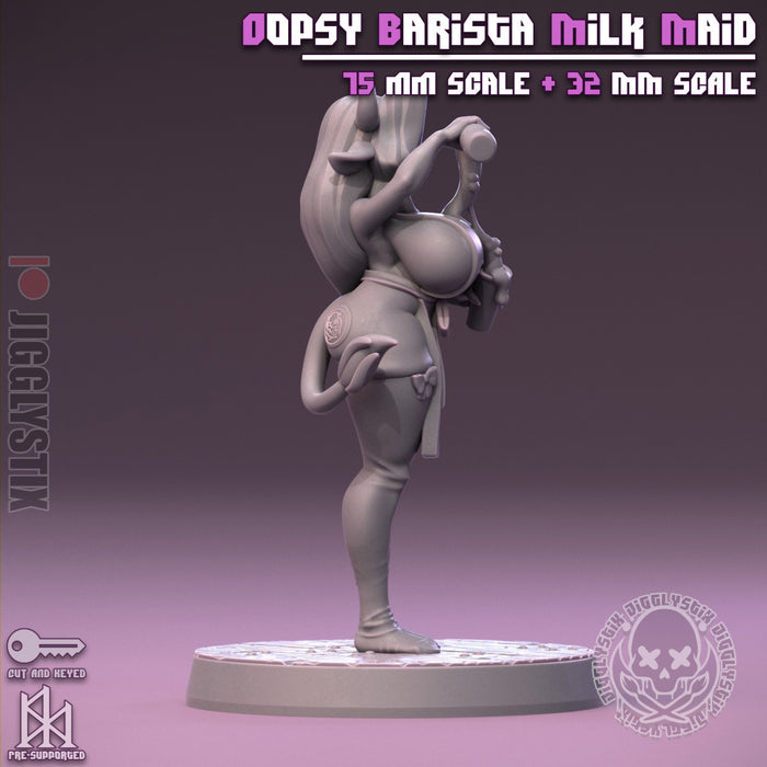 Oopsy Barista Milk Maid | Pin-Up Statue Fan Art Miniature Unpainted | Jigglystix