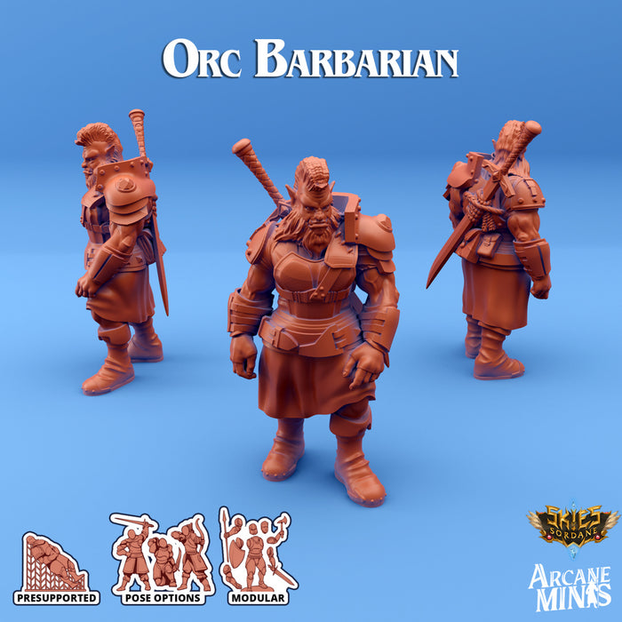 Orc Barbarian A | Skies of Sordane | Fantasy Miniature | Arcane Minis